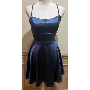 NWT ~ Honey & Rose Blue Spaghetti Strap/Corset Back Dress ~ Size Medium